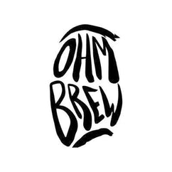 Ohm Brew E-liquids logo in stylized black lettering, known for diverse e-liquid flavors including fruits, desserts, tobacco, and menthol.