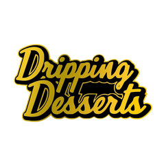 Dripping Desserts E-liquids logo in cursive, representing delicious shortfill e-liquid flavors by Exceptional Vapes.