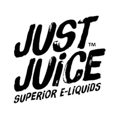 Just Juice logo for superior e-liquid brand, offering exotic and fruity vaping flavors including Strawberry & Curuba.