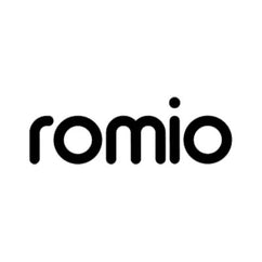 Logo of the Romio collection in black font, emphasizing minimalist design and brand identity.