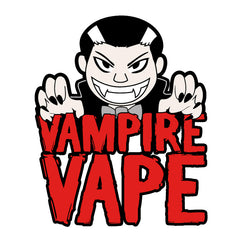 Vampire Vape logo featuring a cartoon vampire character in black and red, capturing the Halloween-inspired branding of the e-liquid collection.
