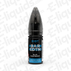 Blue Raspberry Bar Edition Nic Salt E-liquid by Riot Squad in a 10ml bottle, ideal for MTL vape kits.
