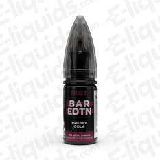 Cherry Cola Bar Edition Nic Salt E-liquid by Riot Squad in a sleek bottle for a nostalgic vape experience.
