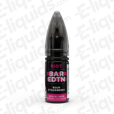 Sour Strawberry Bar Edition Nic Salt E-liquid by Riot Squad, 10ml bottle, perfect for MTL kits and vaping.