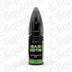 Riot Squad Watermelon Ice Bar Edition Nic Salt E-liquid bottle with green and black label on a white background