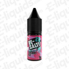 Re Salt Cherry Ice Nic Salt E-liquid 20mg in a 10ml bottle, featuring a vibrant packaging and fruit blend flavor.