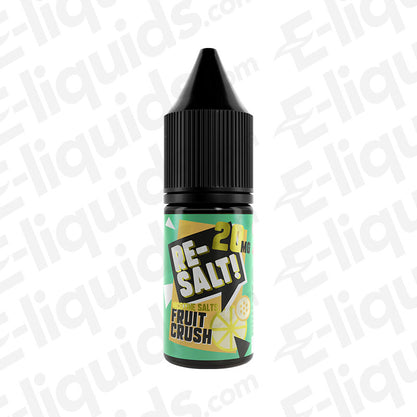 Re Salts Fruit Crush Nic Salt E-liquid 20mg in a 10ml bottle, featuring a tropical fruit blend.