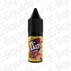 Fruit Salad Nic Salt E-liquid by Re Salt in 10ml bottle with 20mg nicotine strength, featuring vibrant fruity graphics.