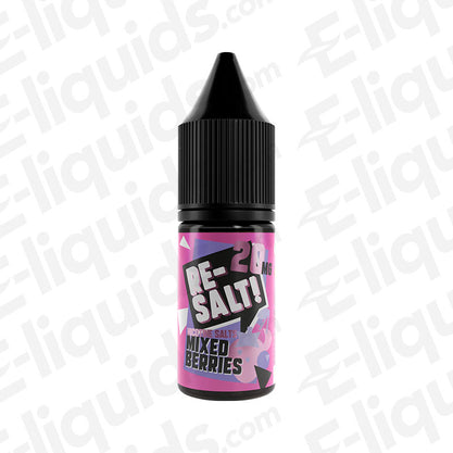 Re Salt Mixed Berries Nic Salt E-liquid 10ml bottle with 20mg nicotine strength, featuring vibrant berry design.