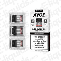 Dovpo Ayce Zytek 2 0.8Ohm Pod Pack, 2ml, for MTL and RDL vaping, features Zytek 2.0 mesh coil technology, pack of 3.