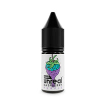 Purple Nic Salt E-liquid by Unreal Raspberry in 10mg, featuring a design of blueberries and grapes on the bottle.