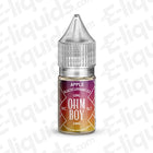 Apple Blackcurrant Ice Nic Salt e-liquid by Ohm Boy SLT in 10ml bottle, featuring fruity flavor and cool exhale.