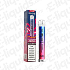 SKE Bar 600 Blueberry Sour Raspberry vape kit with 20mg nic salt, rechargeable, pre-filled pod next to its packaging.