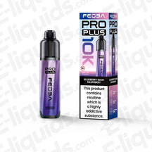 Feoba Pro Plus Blueberry Sour Raspberry Prefilled Pod Kit with sweet Blueberry and a sharp Raspberry edge in blue-purple and white packaging.