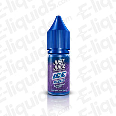 Just Juice Blackcurrant and Lime Ice Nic Salt E-liquid 10ml bottle with blue cap