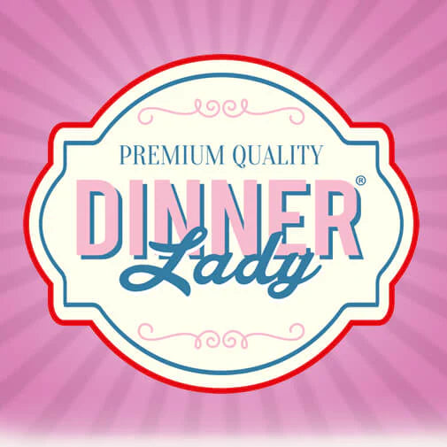 Premium Quality Dinner Lady logo with pink background