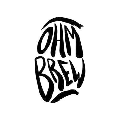 Ohm Brew logo in black and white with stylized text design