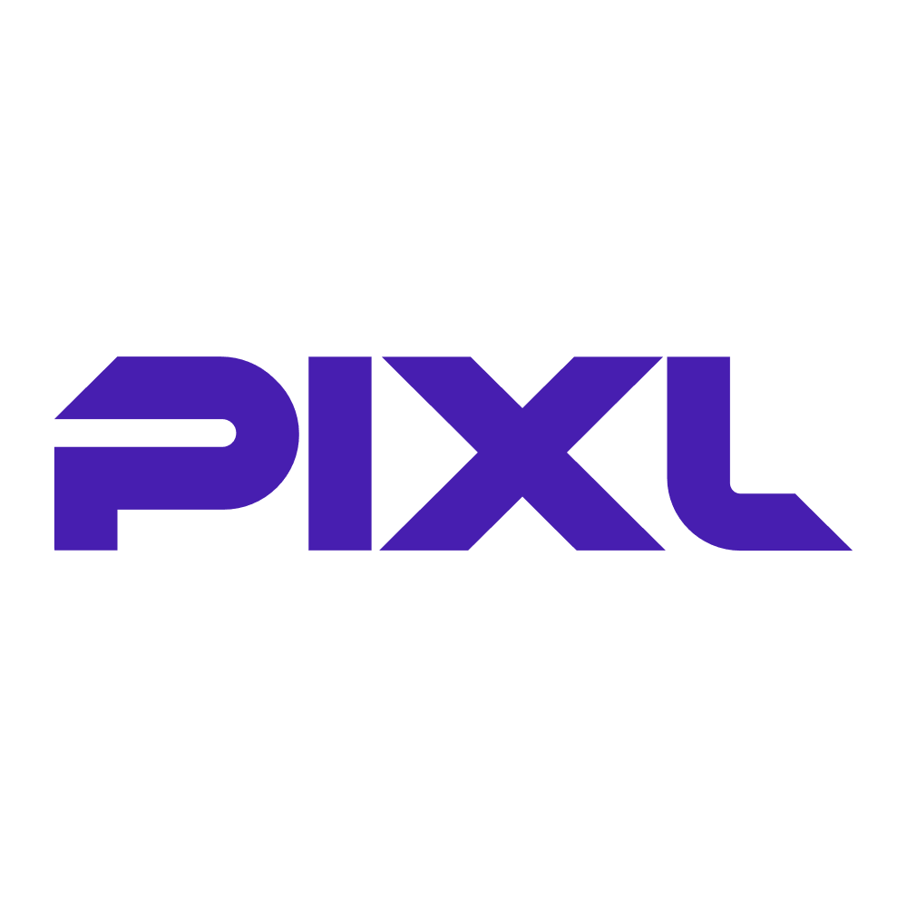Logo of PIXL in bold purple font on a white background