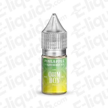 Pineapple Strawberry Ice Nic Salt E-liquid by Ohm Boy, featuring tropical flavors and menthol, 10ml bottle.