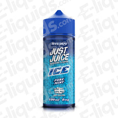 Just Juice Pure Mint On Ice Shortfill E-liquid 100ml bottle, delivering a refreshing menthol vape experience.
