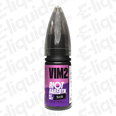 Vim2 Bar Edition Nic Salt by Riot Squad in a 10ml bottle, featuring a blend of grape, berry, and blackcurrant flavors.