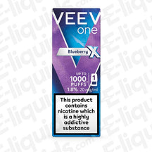 VEEV One Blueberry X Prefilled Pod with tart Blueberry flavour in blue and purple packaging.
