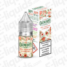 Gala Apple Elderflower Garden Mint Nic Salt E-liquid by Ohm Boy Vol II in 10ml bottle with floral packaging.