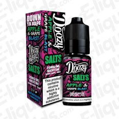 Apple Grape Blast Nic Salt E-liquid by Doozy Vape Co with crisp apple and grape flavors in a 10ml bottle, ideal for pod kits.