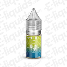 Apple Juice Ice Nic Salt E-liquid by Ohm Boy SLT V2 in a 10ml bottle, featuring a refreshing apple flavor and menthol hint.