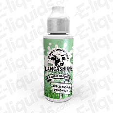 Apple Sugar Doughnut E-liquid by Lancashire Creamery, 100ml shortfill, 70% VG for rich flavor and large vape clouds.