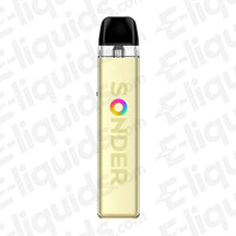 Geekvape Sonder Q2 Vape Pod Kit in gold color with sleek design and colorful logo.