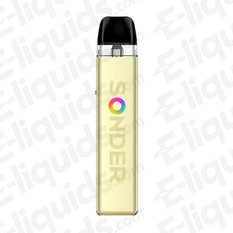 Geekvape Sonder Q2 Vape Pod Kit in gold color with sleek design and colorful logo.