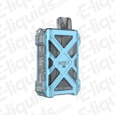Aspire GoTek X II vape pod kit in blue with a compact, matchbox-style design and transparent elements.