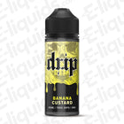 Banana Custard Shortfill E-liquid by Drip in 100ml bottle, featuring rich vanilla custard and smooth banana flavor.