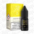 Pod Salt Banana Ice 20mg Nic Salt E-liquid bottle and packaging showing cool fruity banana flavor.