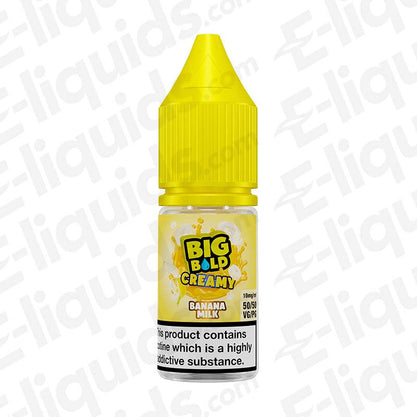 Big Bold Creamy Banana Milk Nic Salt E-liquid 10ml bottle with yellow cap, designed for pod kits and MTL tanks.