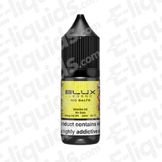 Banana Ice Nic Salt E-liquid by Elux Legend in a black and yellow 10ml bottle, featuring 20mg nicotine strength.