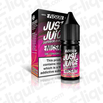 Berry Burst & Lemonade Fusion Nic Salt E-liquid by Just Juice, 10ml bottle with packaging, 50VG/50PG, for pod and starter kits.