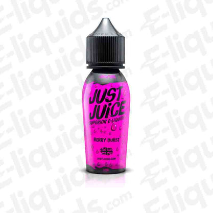 Berry Burst Shortfill E-liquid bottle by Just Juice with strawberry, blueberry, blackberry flavors.