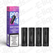 Elf Bar 4-in-1 Berry Edition Pre-Filled Vape Pods with Blueberry, Raspberry, Strawberry flavors, 2ml, 20mg nic salts, pack of 4.