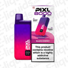 PIXL 8000 Compliant Pod Kit in Black Cherry flavor with packaging highlighting nicotine warning and advanced features.