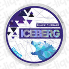 Black Currant Nicotine Pouches by Iceberg, featuring a vibrant design, providing 20mg nicotine per pouch.