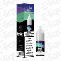 Black Currant Mint 5000+ Nic Salt E-liquid by Al Fakher, featuring minty flavor and 20mg nicotine strength.