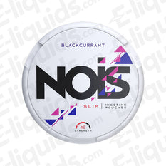 Nois Blackcurrant Slim Nicotine Pouches with 16mg nicotine strength, refreshing icy flavor.