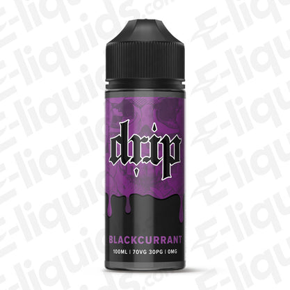 Blackcurrant Shortfill E-liquid by Drip in a 100ml bottle, featuring sweet blackcurrant flavor.