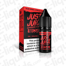 Blood Orange and Guava Nic Salt E-liquid by Just Juice - 10ml bottle with packaging, 50VG/50PG, suitable for Pod Kits, 5-20mg strengths.