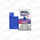 Blue Cherry Cranberry PIXL 8000 Pod, 20mg nicotine, prefilled, TPD compliant, up to 8000 puffs, side view with packaging