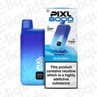 PIXL 8000 Compliant Pod Vape Kit in Blue Magic flavor with packaging showing nicotine warning label.