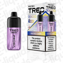 Feoba Treo 33K Blue Razz Cherry Prefilled Pod Kit with packaging, featuring smart power adjustment and advanced airflow system