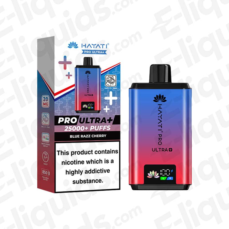 hayati pro ultra 25k pre-filled pod vape kit Hayati Pro Ultra+ 25K Blue Razz Cherry Prefilled Pod Kit